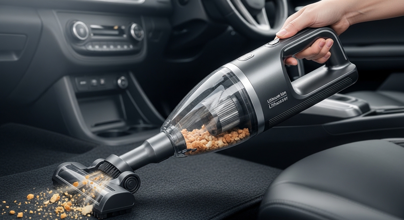 handheld portable car vacuum cleaner with crevice attachment