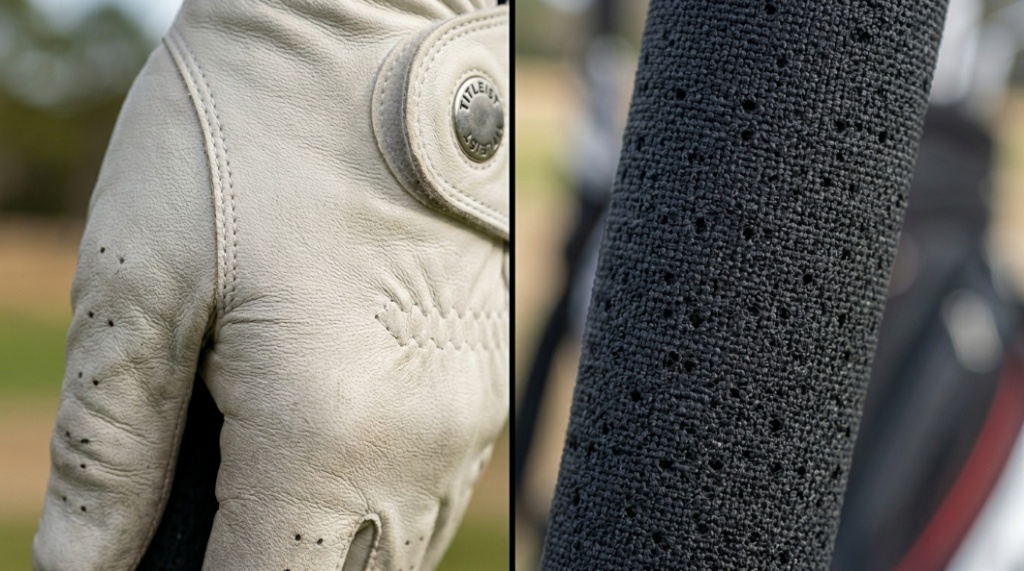 comparison of synthetic vs leather golf gloves for sweaty hands
